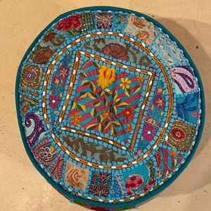 Embroidered Poof Pillow